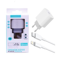 Apokin Charger PC819Y 20W 3A with Type-C to Lightning Cable White Apokin Charger PC819Y 20W 3A with Type-C to Lightning Cable White